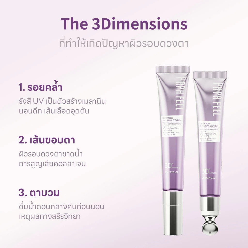 ครีมบำรุงรอบดวงตา PAPA FEEL 3D Peptides anti-aging eye cream