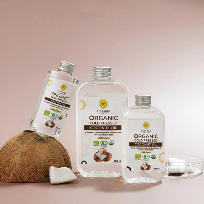 น้ำมันมะพร้าวสกัดเย็น Pinnara Organic Cold Pressed Coconut Oil