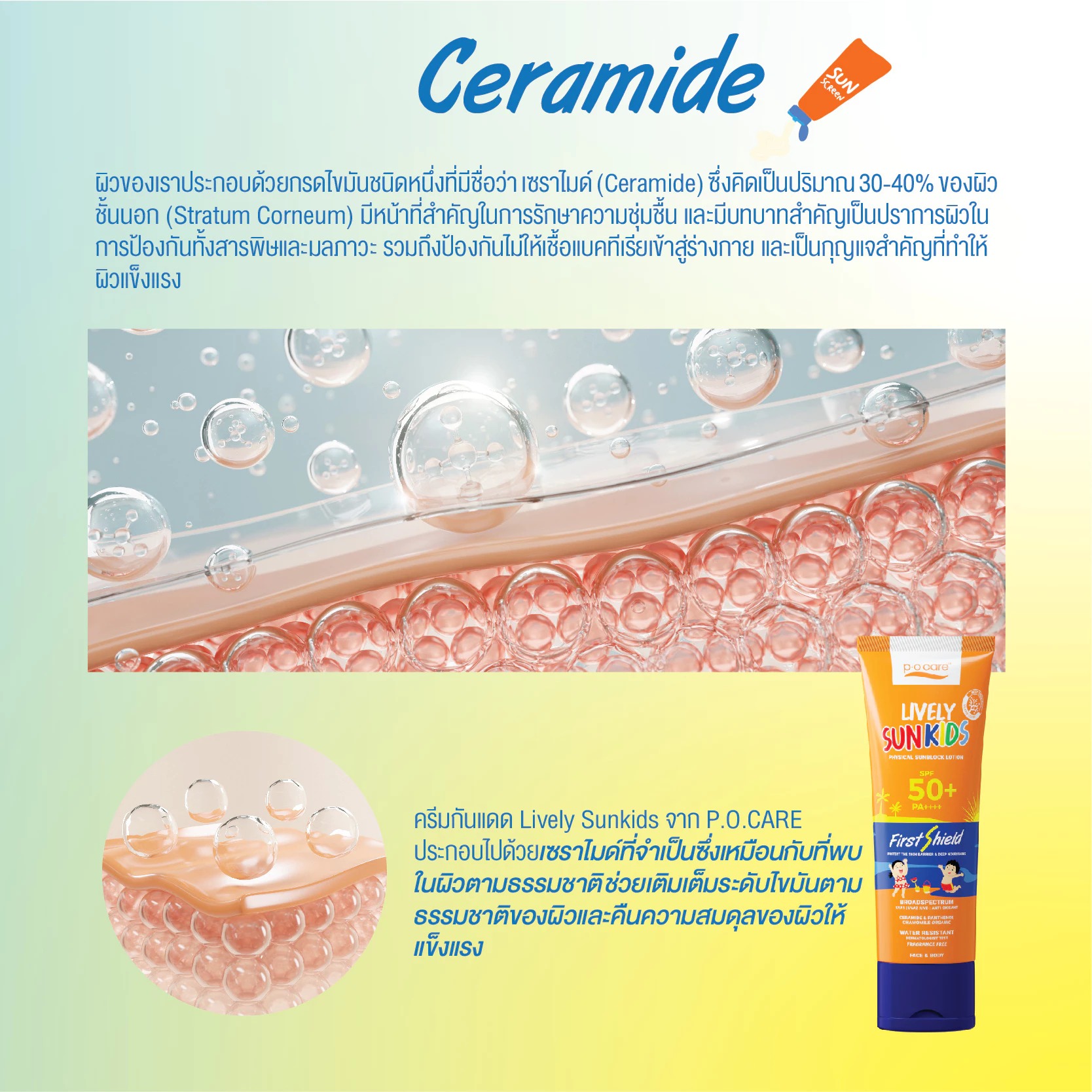 ครีมกันแดดสำหรับเด็ก P.O.Care Lively Sunkids SPF50+ PA++++ ครีมกันแดดสำหรับเด็ก P.O.Care Lively Sunkids SPF50+ PA++++