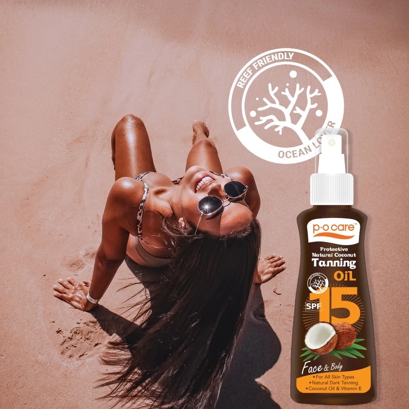 แทนนิ่งออยล์ P.O.Care Natural Coconut Tanning Oil SPF15