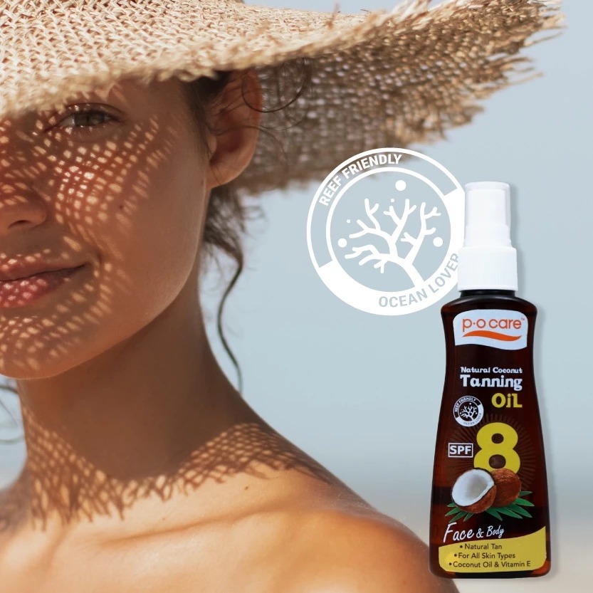 แทนนิ่งออยล์ P.O.Care Natural Coconut Tanning Oil SPF8
