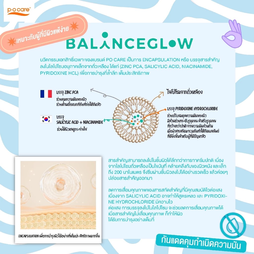 ครีมกันแดด P.O.Care Pure Perfect Oil Control Sunscreen SPF50+ PA++++