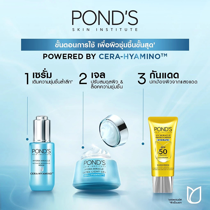 เจลครีมบำรุงผิวหน้า POND'S Hydra Miracle Ultimate ResilIence Ultra Light Gel Cera-Hyamino