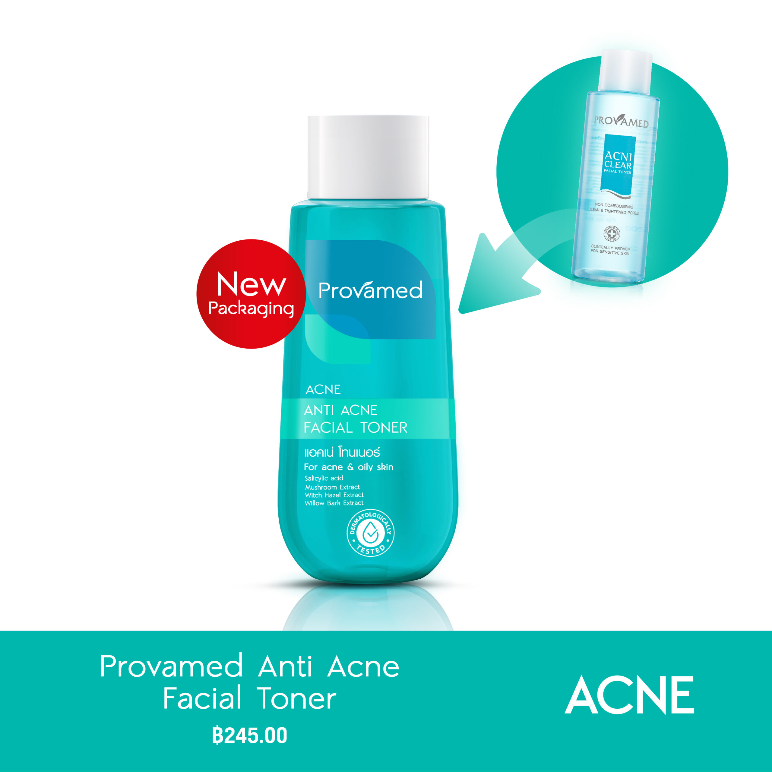 โทนเนอร์เช็ดผิว PROVAMED Anti Acne Facial Toner
