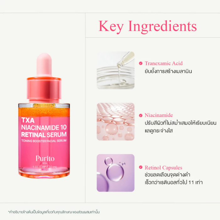 เซรั่มเรตินอล Purito Seoul TXA Niacinamide 10 Retinal Serum เซรั่มเรตินอล Purito Seoul TXA Niacinamide 10 Retinal Serum
