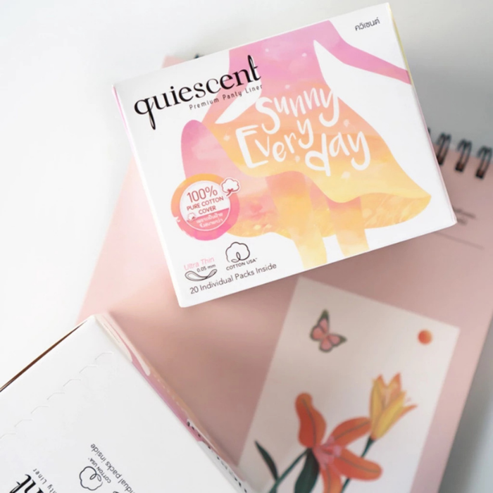 แผ่นอนามัย Quiescent Pure Cotton Pantyliner แผ่นอนามัย Quiescent Pure Cotton Pantyliner