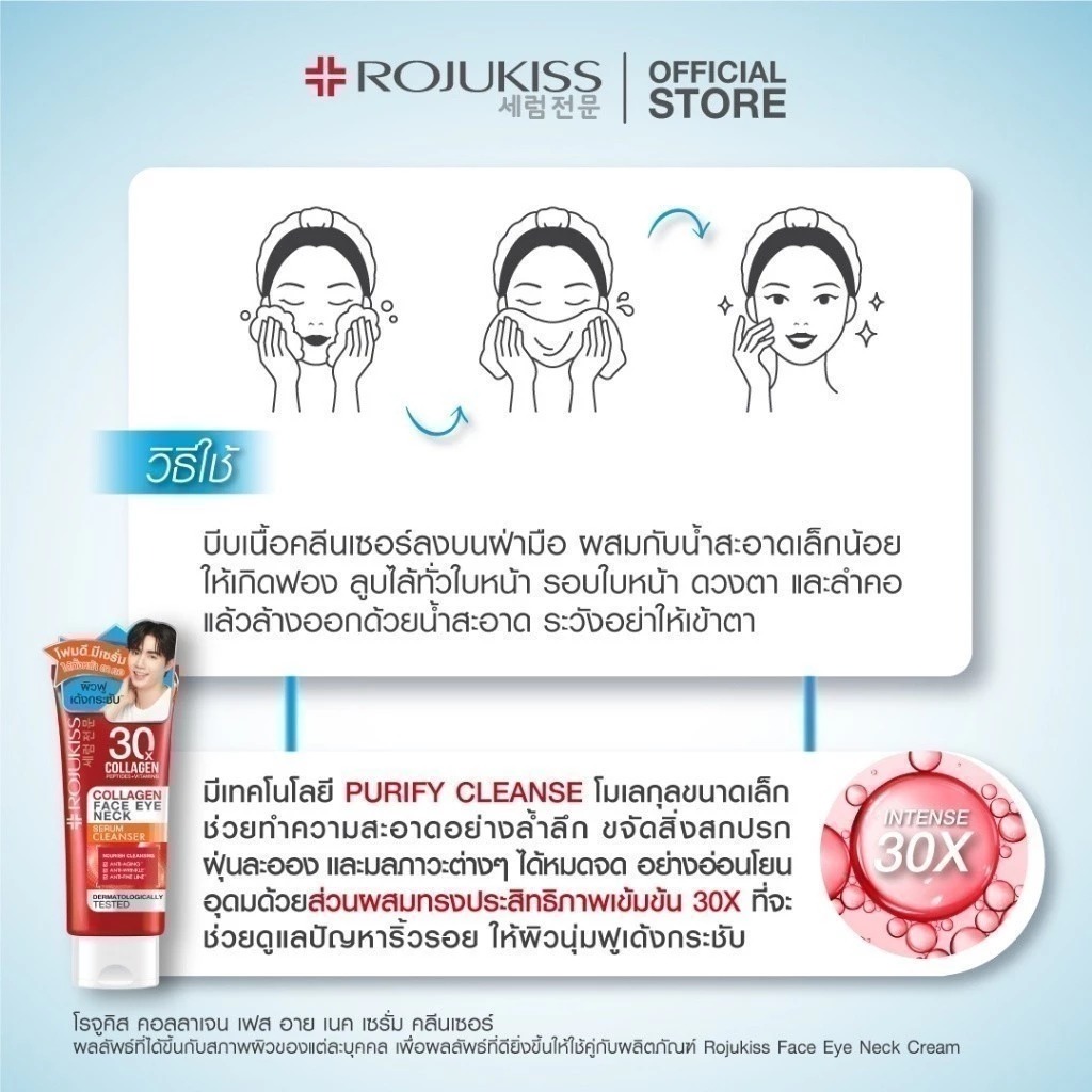 คลีนเซอร์ Rojukiss Face Eye Neck Serum Cleanser