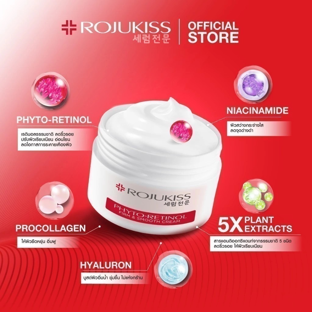 ครีมบำรุงผิว Rojukiss Phyto-Retinol Firm & Smooth Cream