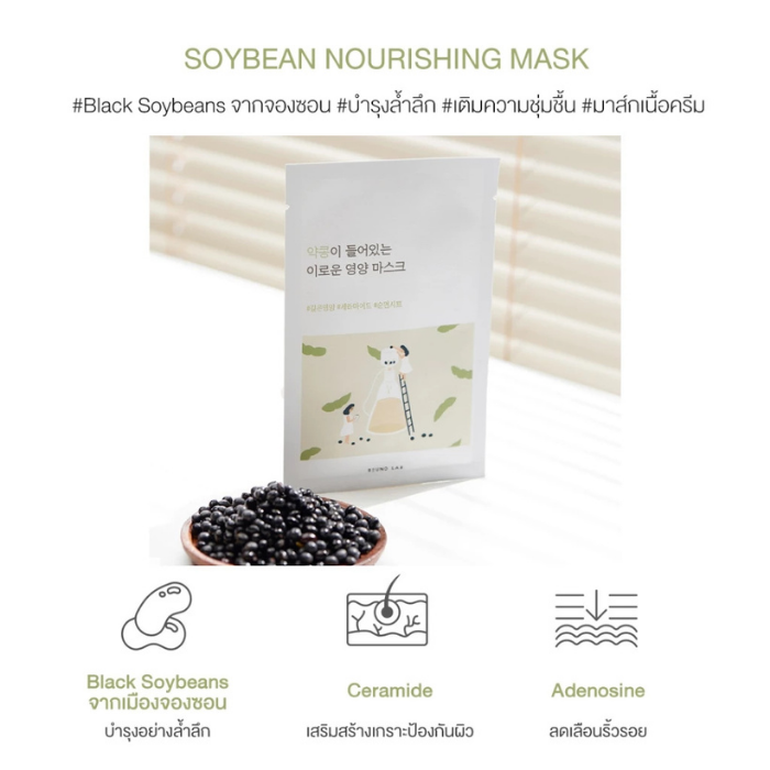 มาส์กถั่วเหลืองดำ Round Lab Soybean Nourishing Mask มาส์กถั่วเหลืองดำ Round Lab Soybean Nourishing Mask
