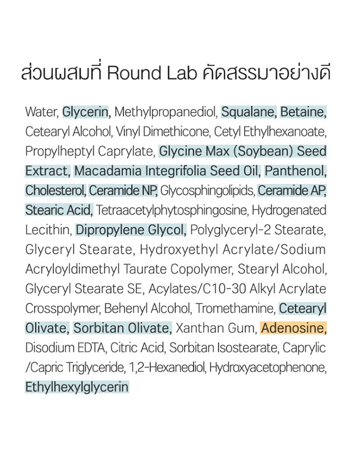 ครีมบำรุงผิวหน้า Round Lab Soybean Panthenol Cream