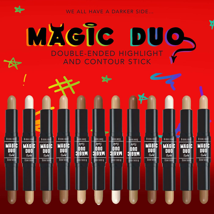 Rude Cosmetics Magic Duo Highlight & Contour ไฮไลท์คอนทัวร์สติคแบบ 2 หัวในแท่งเดียว เนื้อครีมเนียนนุ่มเกลี่ยง่าย ไม่ทำให้เป็นคราบ