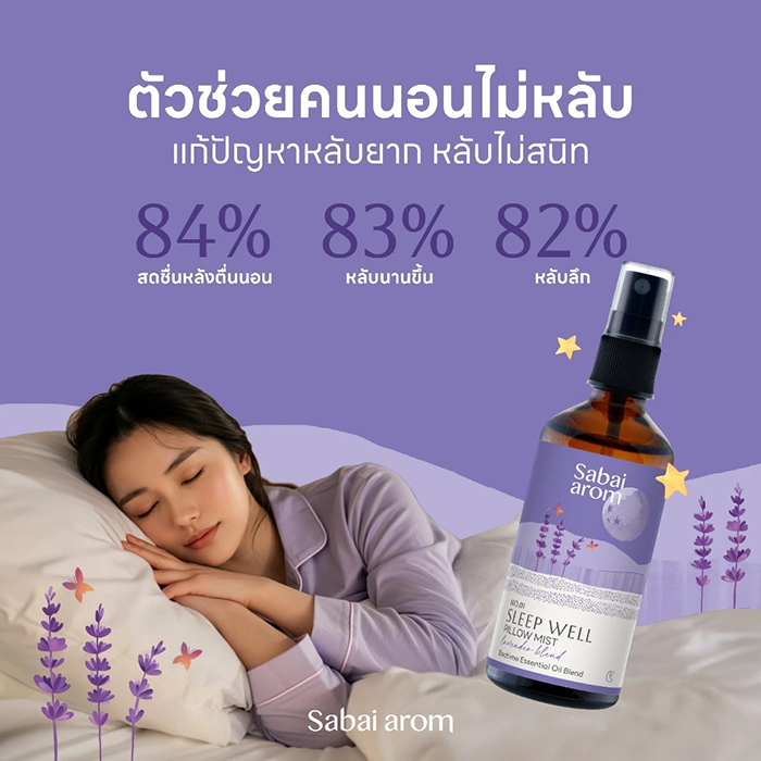 สเปรย์ฉีดหมอน Sabai arom Sleep Well Pillow Mist