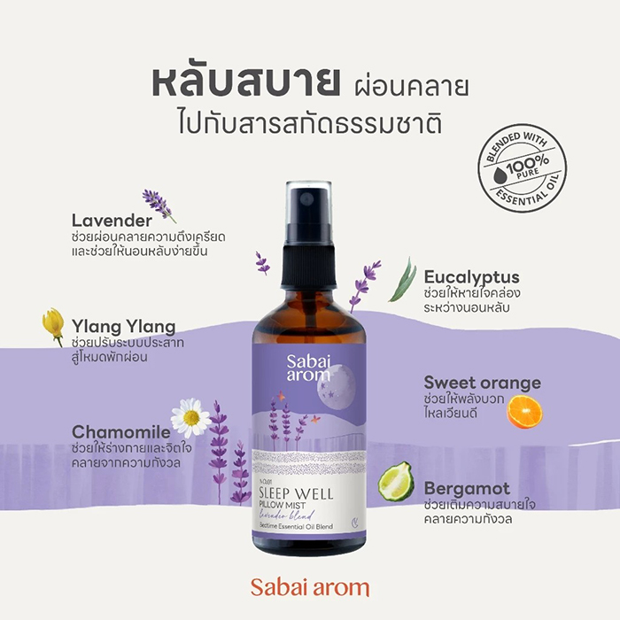 สเปรย์ฉีดหมอน Sabai arom Sleep Well Pillow Mist