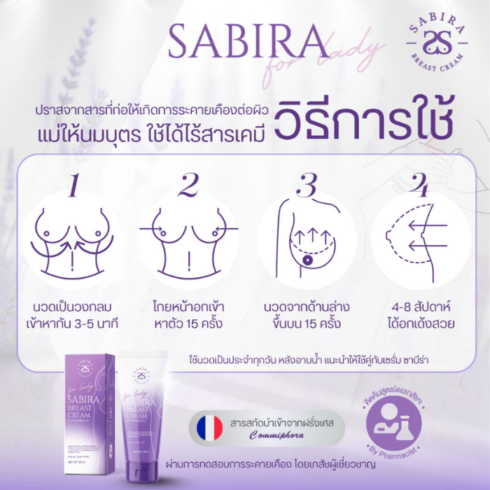 ครีมบำรุงผิวบริเวณทรวงอกและลำคอ SABIRA Breast Cream ครีมบำรุงผิวบริเวณทรวงอกและลำคอ SABIRA Breast Cream