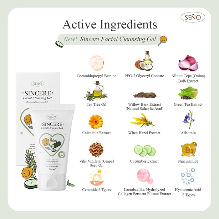 โฟมล้างหน้า Seño Sincere Facial Cleansing Gel