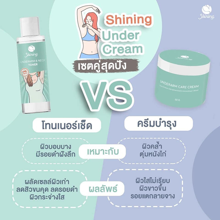 ครีมบำรุงผิวใต้วงแขน Shining Underarm Care Cream Toner