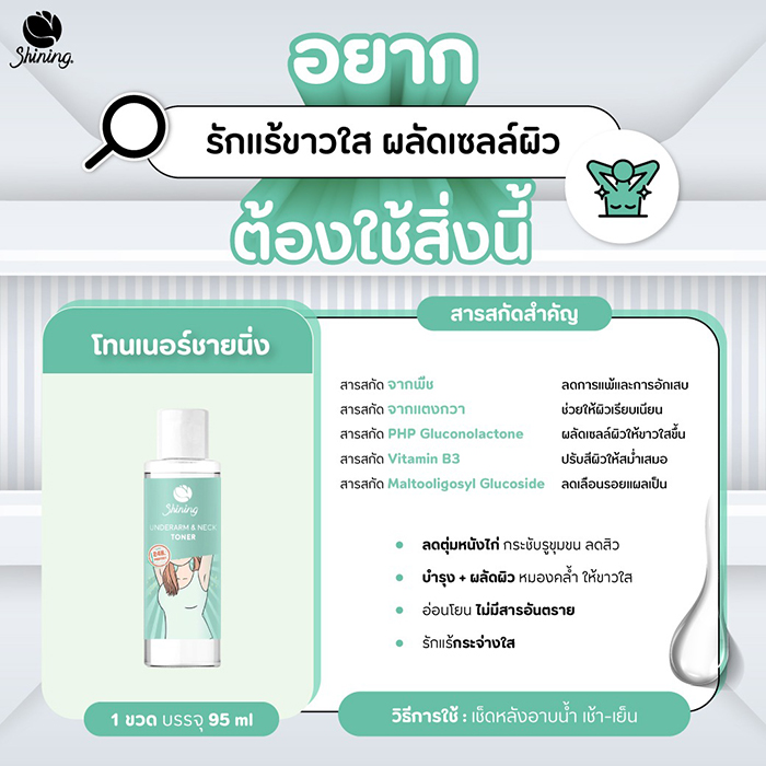 ครีมบำรุงผิวใต้วงแขน Shining Underarm Care Cream Toner