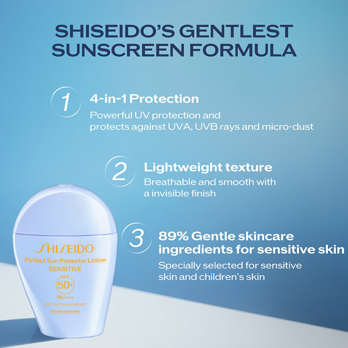 โลชั่นกันแดด Shiseido Perfect Sun Protector Lotion Sensitive SPF50+ PA++++