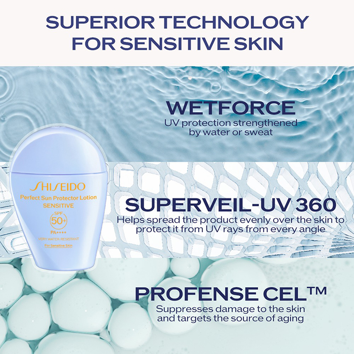 โลชั่นกันแดด Shiseido Perfect Sun Protector Lotion Sensitive SPF50+ PA++++