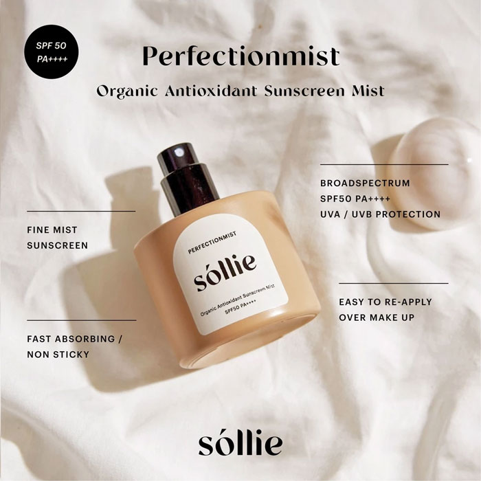 สเปรย์กันแดด Sollie The Perfectionmist Organic Antioxidant Sunscreen Mist SPF50 PA++++