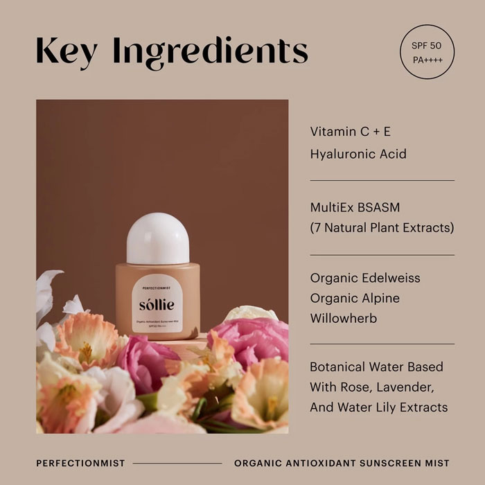 สเปรย์กันแดด Sollie The Perfectionmist Organic Antioxidant Sunscreen Mist SPF50 PA++++