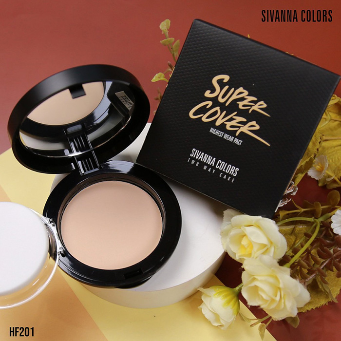 แป้งพัฟผสมรองพื้น SIVANNA Colors Super Cover Two Way Cake Powder