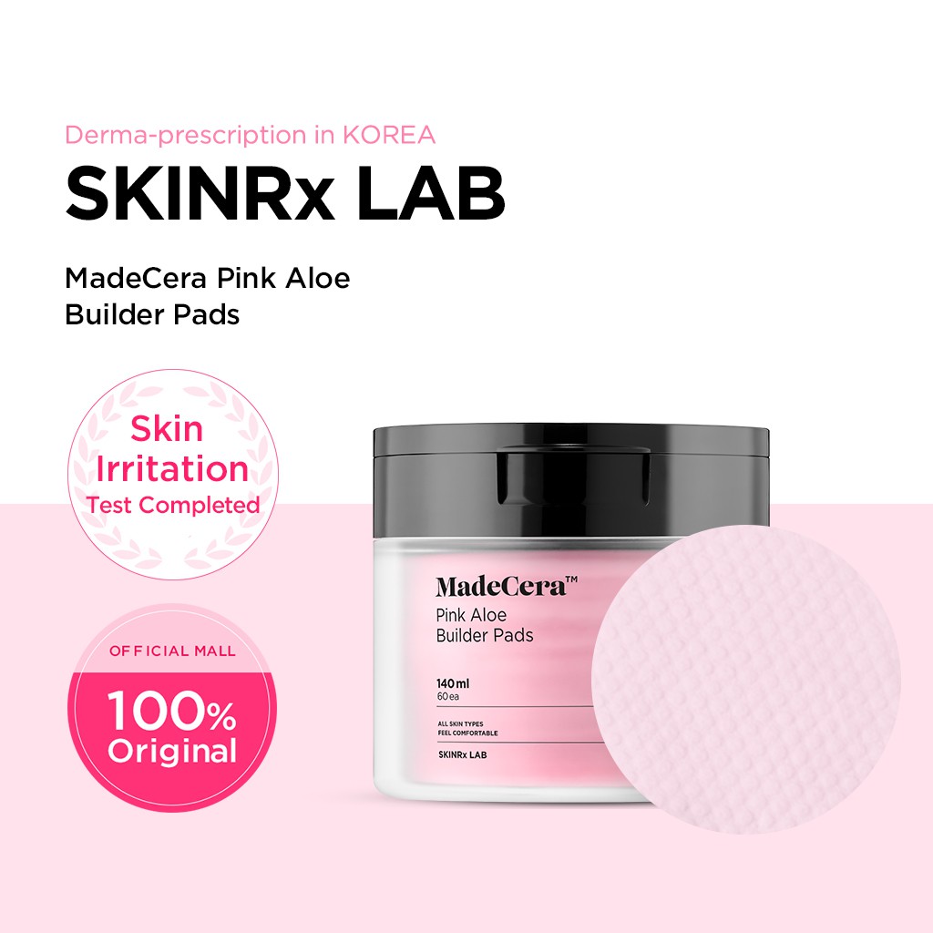 แผ่นเช็ดบำรุงผิวแบบไม่ล้างออก SKINRxLAB MadeCera Pink Aloe Builder Pads