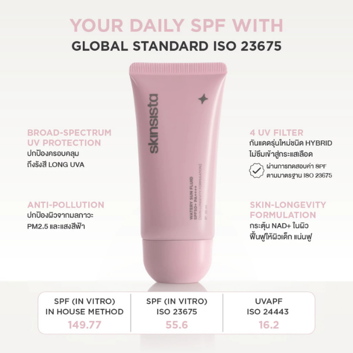 กันแดดชาร์จผิว Skinsista Watery Sun Fluid SPF50+ PA++++ กันแดดชาร์จผิว Skinsista Watery Sun Fluid SPF50+ PA++++