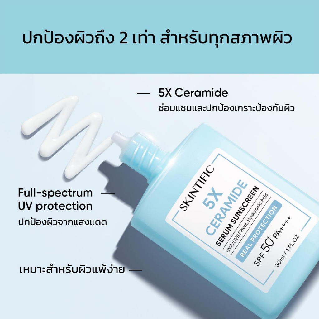 เซรั่มกันแดด 5X Ceramide Serum Sunscreen SPF50+ PA++++