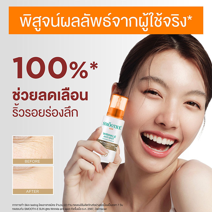 ครีมกันแดด Smooth E Sun Asta Wrinkle Anti Spot SPF50+ PA++++