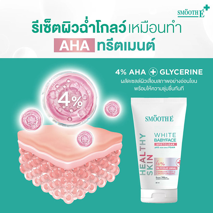 โฟมล้างหน้า Smooth E White Babyface Spotclear