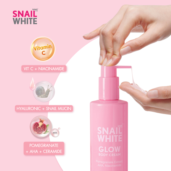 ครีมทาผิว NAMU LIFE SNAILWHITE Glow Body Cream