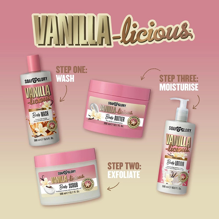 ครีมอาบน้ำ Soap & Glory Vanilla-Licious Hydrating Body Wash ครีมอาบน้ำ Soap & Glory Vanilla-Licious Hydrating Body Wash