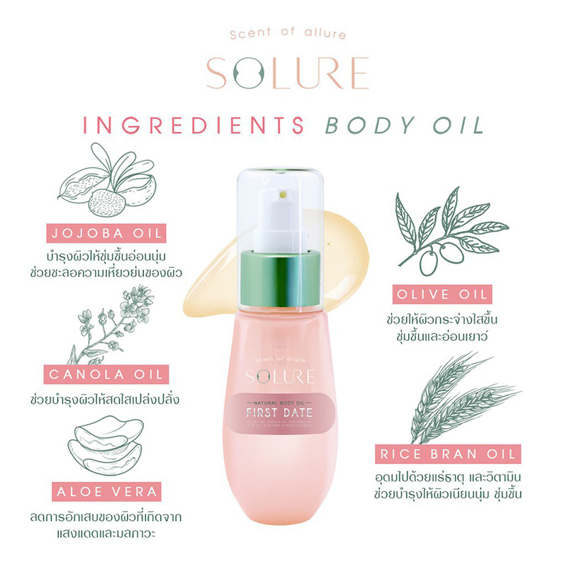 บอดี้ออยล์ Solure First Date Body Oil