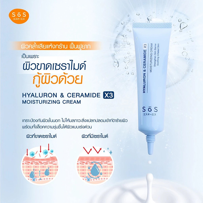 ครีมบำรุงผิวหน้า SōS Hyaluron Ceramide X3 Moisturizing Cream