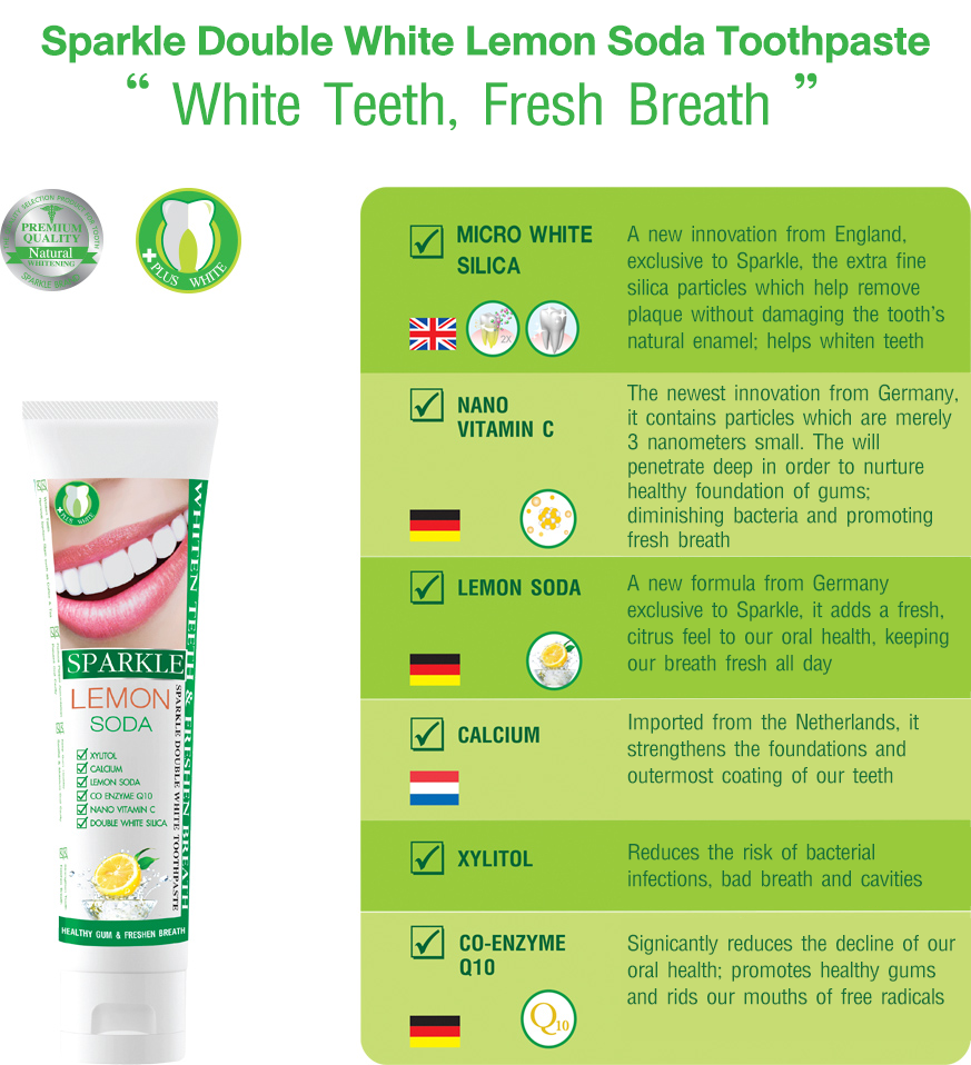 Sparkle Double White Toothpaste Lemon Soda 