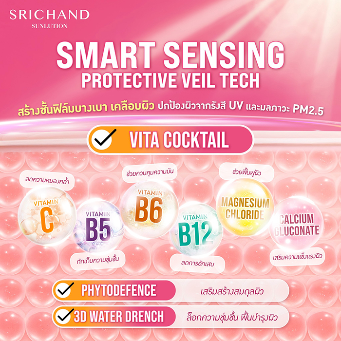 เซรั่มกันแดด SRICHAND Sunlution Rosia Ultra Protection Serum Sunscreen SPF50+ PA++++