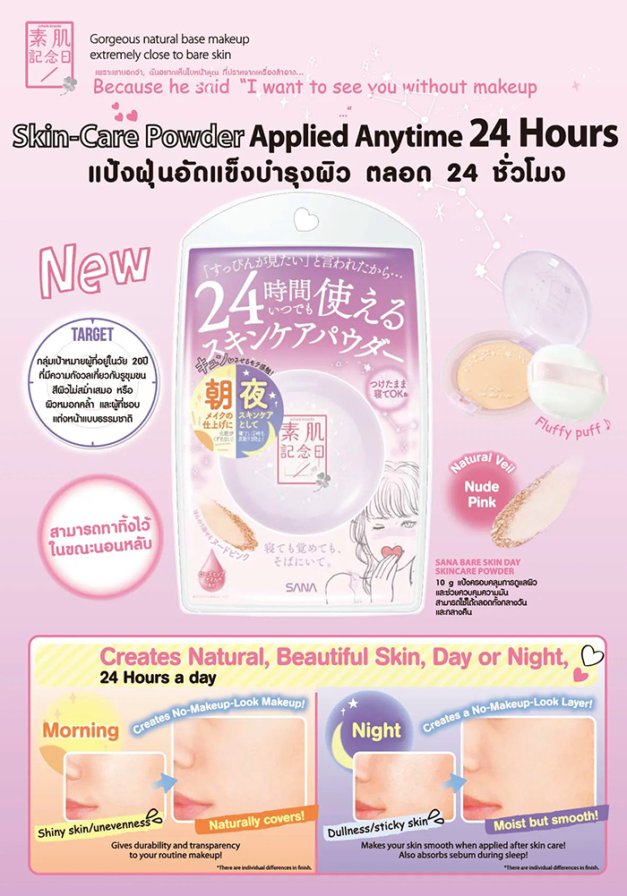 แป้งฝุ่นอัดแข็ง SUHADA KINENBI Skincare Powder