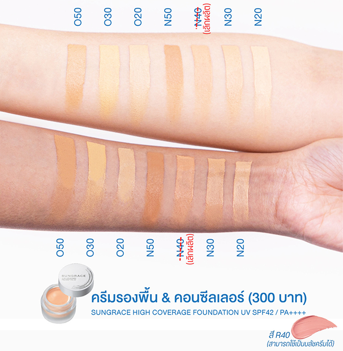 ครีมรองพื้น SUNGRACE High Coverage Foundation UV SPF42 PA++++