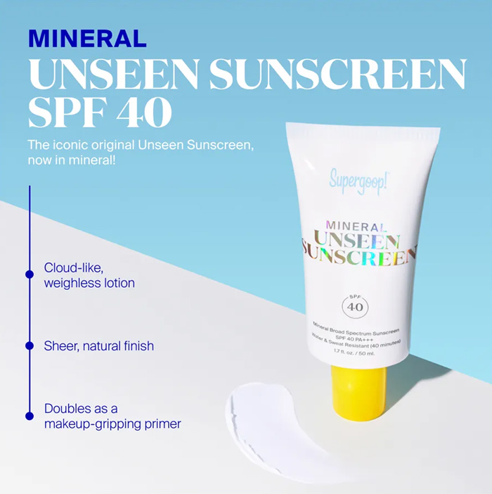 กันแดด Supergoop! Mineral UNSEEN Sunscreen SPF 40