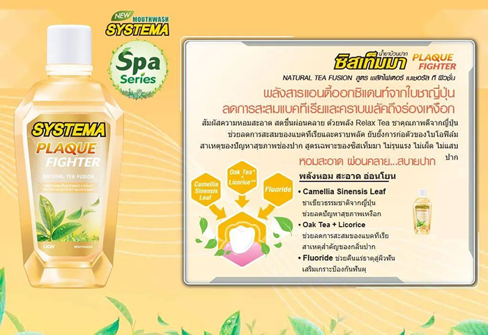 น้ำยาบ้วนปาก Systema Plaque Fighter Natural Tea Fusion Mouthwash