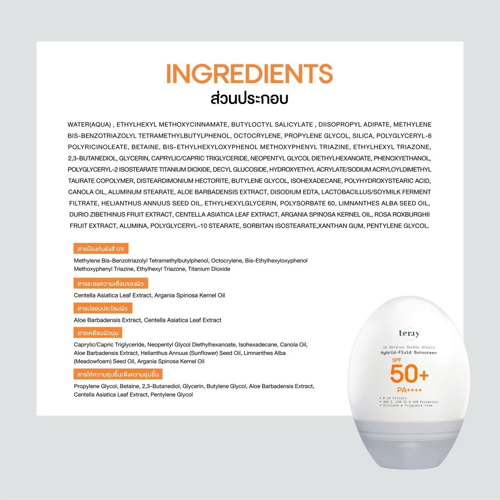 กันแดดแรปผิว Terry UV Defense Double Shield Hybrid-Fluid Sunscreen SPF50+ PA++++