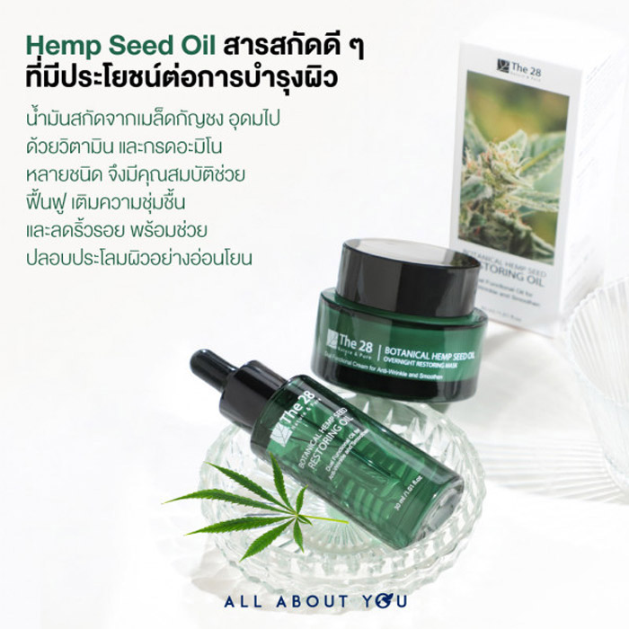 The 28 Botanical Hemp Seed Oil Overnight Restoring Mask สลีปปิ้งมาส์ก ปลอบประโลมผิว ลดการอักเสบ ลดเลือนริ้วรอย ลดความหมองคล้ำ ปรับผิวเรียบเนียน และปกป้องผิวจากแสงสีฟ้า