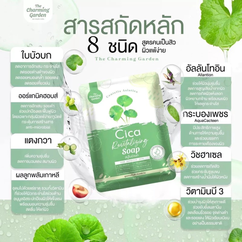 สบู่ใบบัวบก The Charming Garden Cica Revitalizing Soap