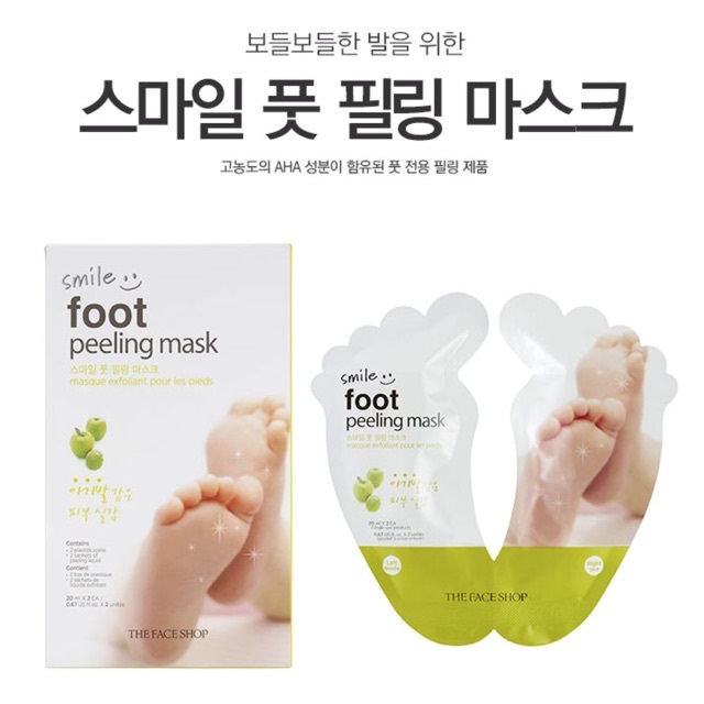 THEFACESHOP Smile Foot Peeling Mask มาสก์เท้าช่วยผลัดเซลล์ผิวที่ด้านแข็งให้หลุดออก