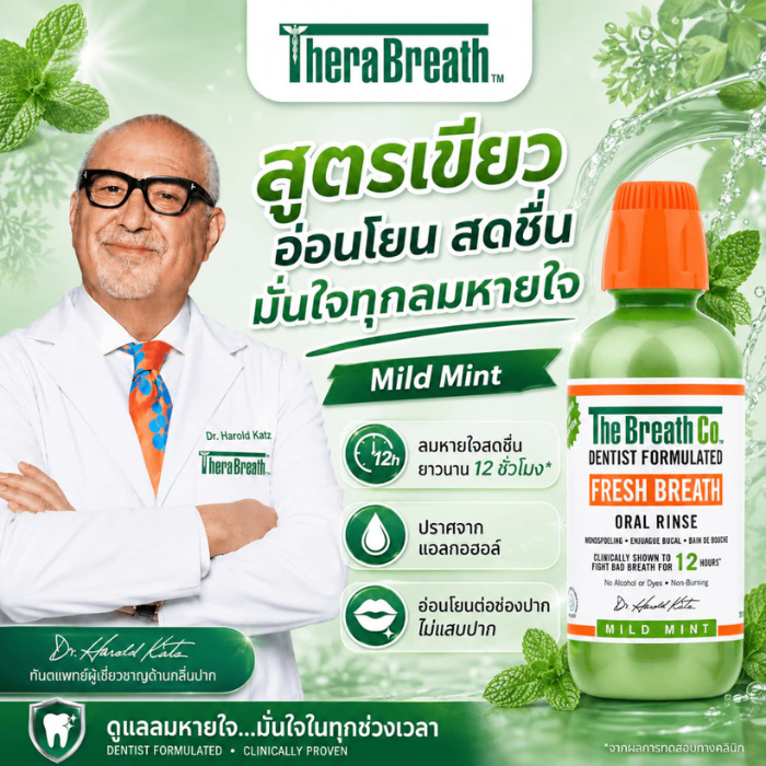 น้ำยาบ้วนปาก TheraBreath Fresh Breath Oral Rinse Mild Mint