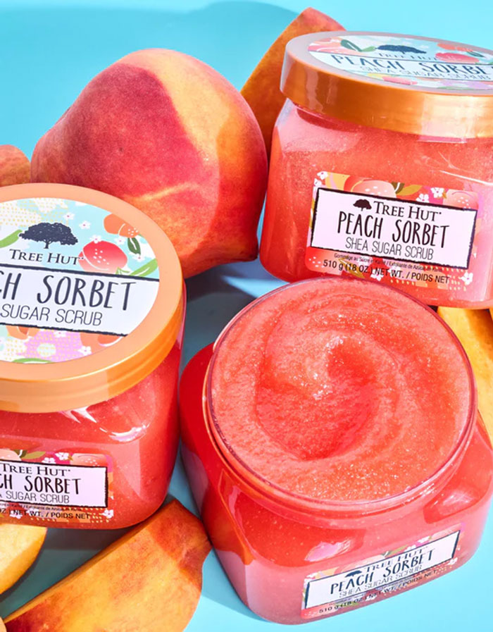 สครับ Tree Hut Peach Sorbet Shea Sugar Scrub สครับ Tree Hut Peach Sorbet Shea Sugar Scrub
