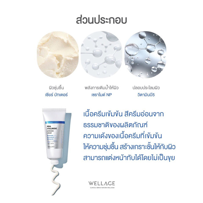 Wellage Real Hyaluronic Intensive Cream ครีมมอยส์เจอร์ไรเซอร์ ปกป้องผิวให้แข็งแรงและช่วยเติมความชุ่มชื้น