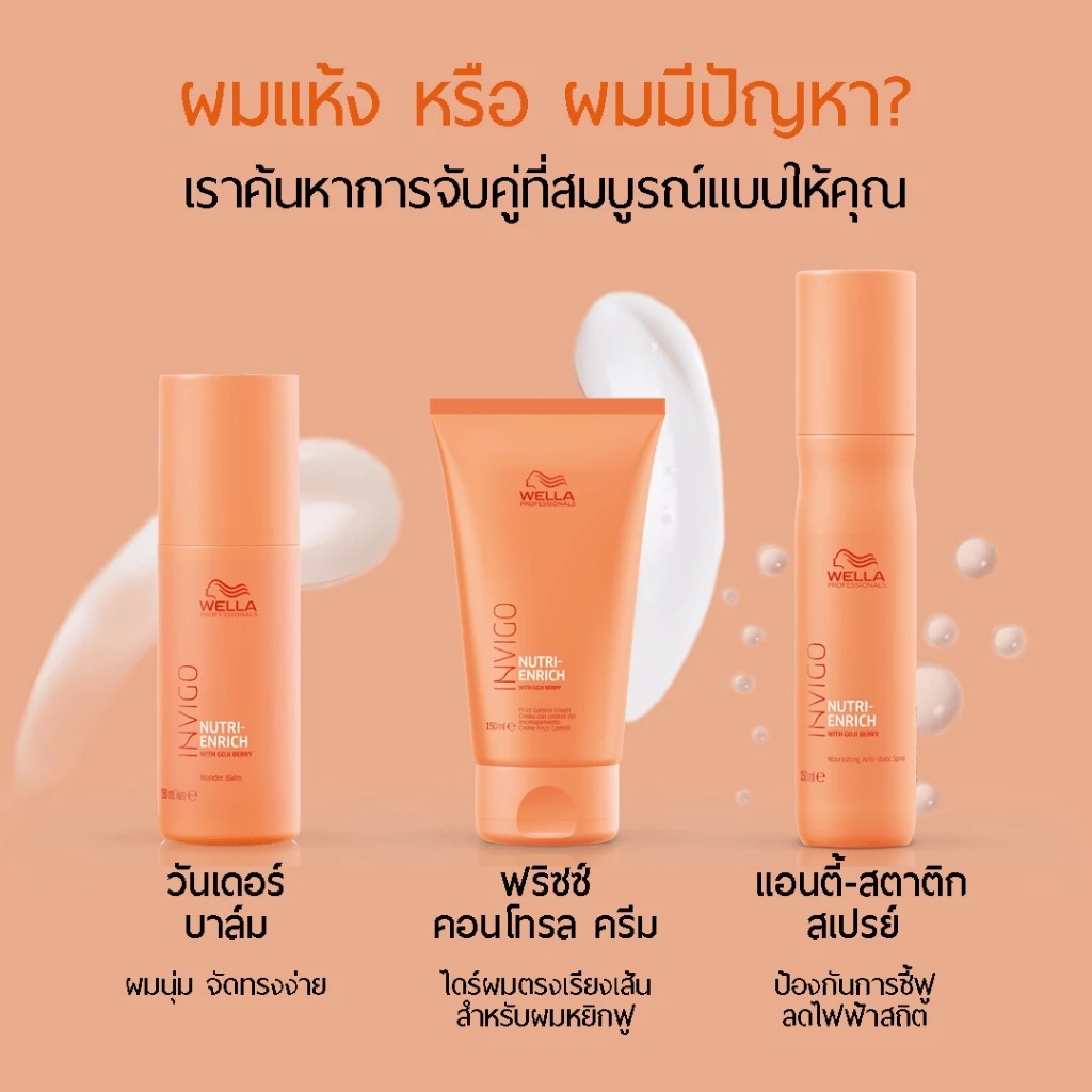 ครีมบำรุงเส้นผมสำหรับผมหยิกฟู Wella Professionals Invigo Nutri-Enrich Frizz Control Cream