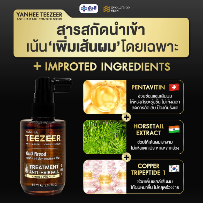 เซรั่มปลูกผม Yanhee Teezeer Anti Hair Fall Control Serum เซรั่มปลูกผม Yanhee Teezeer Anti Hair Fall Control Serum